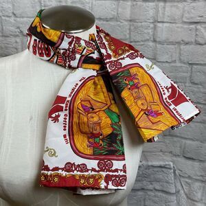 Vintage Kona Coffee Mill From Mauna Kea Hawaii Hibiscus Flower Neck Scarf 43x17